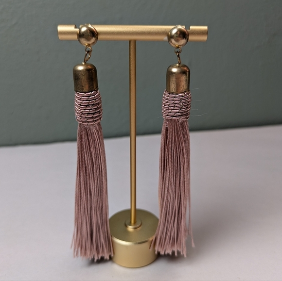 Rose Gold Tassel Earrings - Picture 1 of 3
